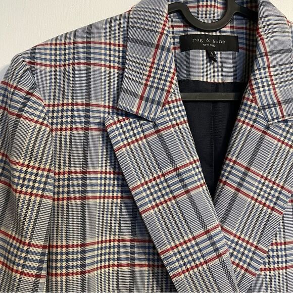 Rag & Bone Elise Check Double Breasted Blazer Jacket 6 - Picture 7 of 11